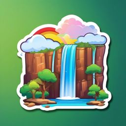 Rainbow over Waterfall Emoji Sticker - Nature's colorful display over cascading waters, , sticker vector art, minimalist design