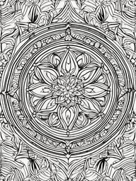 Heart and Stars Mandala Coloring Pages - Intricate Heart and Star Mandala  minimal black outline printable sheet, coloring page