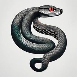 snake irezumi  simple color tattoo,white background,minimal