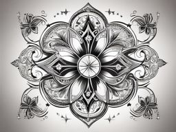 Clover and stars design: Celestial elements enhancing the magic of good fortune.  black white tattoo, white background