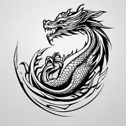 Mini Tattoo Dragon - Small-sized tattoo featuring a dragon.  simple color tattoo,minimalist,white background