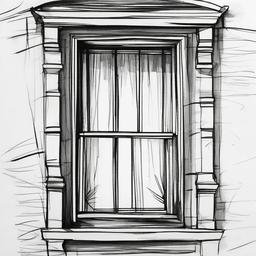 sketch of a window  minimal rough sketch scribbles,doodles,black and white