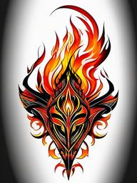 tribal tattoo fire  simple color tattoo,white background