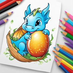 dragon coloring pages - a playful baby dragon hatches from its sparkling egg. 