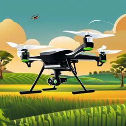 Smart Farming Drone clipart - Smart farming drone in action, ,vector color clipart,minimal