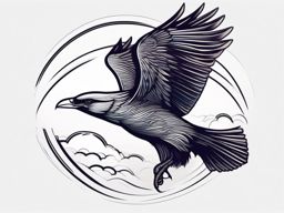 Flight of Freedom,Majestic bird soaring through open skies.  color tattoo style, minimalist design, white background