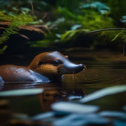 Cute Platypus Swimming in a Hidden Creek 8k, cinematic, vivid colors