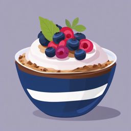 Blueberry Parfait Bowl Clipart - A bowl of blueberry parfait with layers.  color vector clipart, minimal style