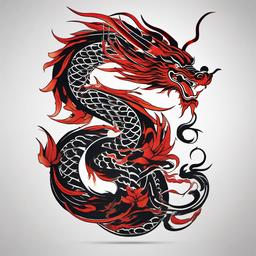 Japanese Style Dragon Tattoo - Tattoo featuring a dragon designed in Japanese artistic style.  simple color tattoo,minimalist,white background