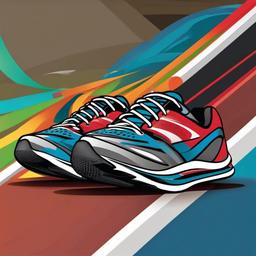 Sport clipart - running shoes on a track  vector clipart