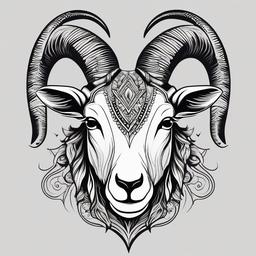 Goat Horn Tattoo - A tattoo showcasing the horns of a goat in an artistic manner.  simple color tattoo design,white background