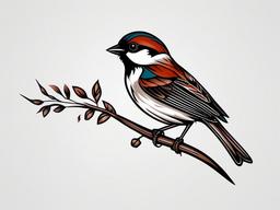 Traditional Sparrow Tattoo - Vintage sparrow tattoo  minimal tattoo design, white background