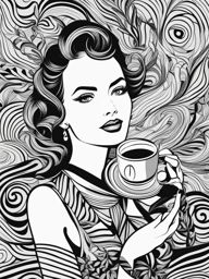 coffee clipart black and white 