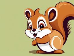 Squirrel clipart - happy cartoon squirrel with a big smile  color,minimalist,vector clipart