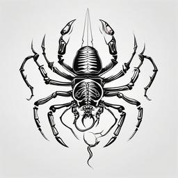 Scorpion Skeleton Tattoo - Explore the skeletal anatomy of scorpions with a tattoo featuring a skeletal scorpion design.  simple vector color tattoo,minimal,white background