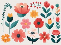 Art Clip Flowers,Illustrating a flower-filled art book  simple, 2d flat