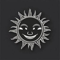 Sun Sticker - Smiling sun icon, ,vector color sticker art,minimal