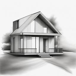 drawing of a simple house outline in pencil  minimal rough sketch scribbles,doodles,black and white