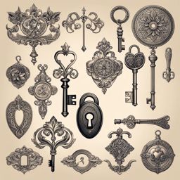 symbolic keys - craft a tattoo featuring symbolic keys and locks, symbolizing hidden meanings and mysteries. 