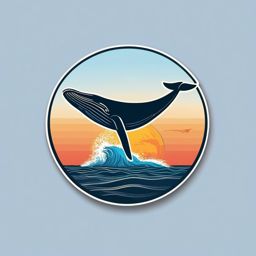 Whale Sticker - A giant whale breaching the ocean surface. ,vector color sticker art,minimal