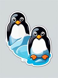 Penguin Sticker - An adorable penguin waddling on ice. ,vector color sticker art,minimal