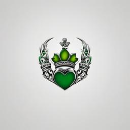 shamrock claddagh tattoo  simple color tattoo,minimal,white background