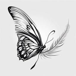 Butterfly and Feather Tattoo - Combination of a butterfly and feather.  simple vector tattoo,minimalist,white background