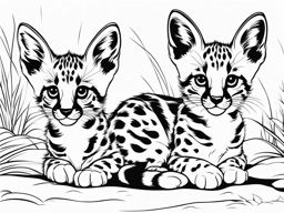 serval kittens cute animals coloring page 