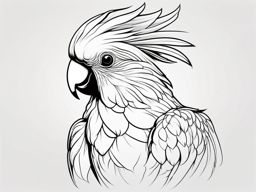 Cockatoo Tattoo - Elegant cockatoo with a striking crest, symbolizing vibrancy  few color tattoo design, simple line art, design clean white background