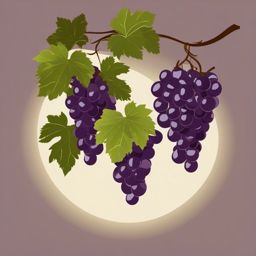 Grape Clusters Hanging Clipart - Clusters of grapes hanging on the vine.  color vector clipart, minimal style