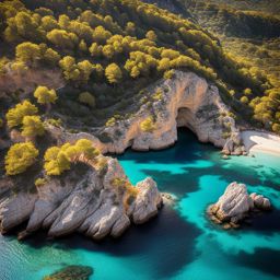 lesser-known bays of mallorca - create an artwork that showcases the lesser-known bays and beaches of mallorca, away from the tourist crowds. 