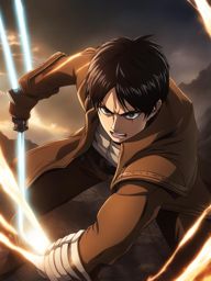 eren yeager transforms into a titan and engages in epic combat within the walls. 