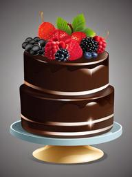 Cake clipart - chocolate cake with berries on top  