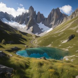 untouched aiguilles rouges - sketch the untouched landscapes of aiguilles rouges nature reserve, with rugged peaks and alpine meadows. 