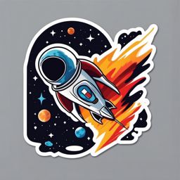 Rocket in Space Sticker - Rocket soaring through outer space, ,vector color sticker art,minimal