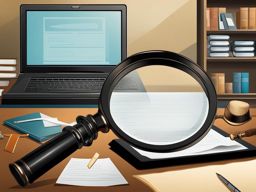 magnifying glass clipart - a magnifying glass unveiling hidden mysteries, on the cluttered desk of a detective's office 