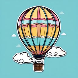 Kawaii Hot Air Balloon sticker- Up in the Sky Whimsy, , color sticker vector art