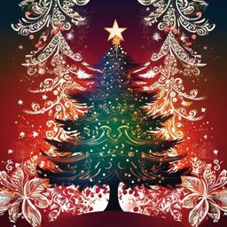 Christmas Tree Background - Decorated Christmas Tree Delight  intricate patterns, splash art, wallpaper art