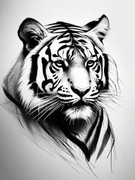 pencil drawing of tiger  minimal rough sketch scribbles,doodles,black and white