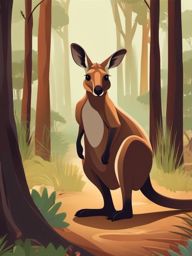 Cute Kangaroo in the Australian Bushland  clipart, simple