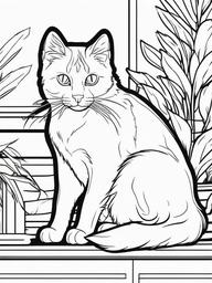 Playful Cat Coloring Pages - Feline in Action with Energy  minimal black outline printable sheet, coloring page