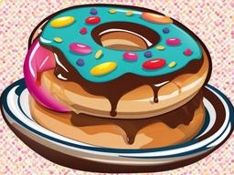 Snack clipart - donut on a plate  clipart