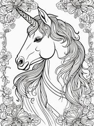 Unicorn Coloring Pages - Unicorn with a whimsical pattern in its mane  simple coloring pages