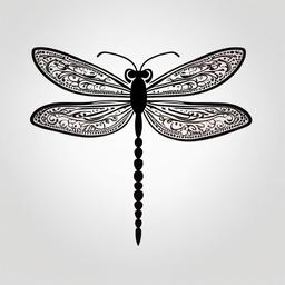 Henna Dragonfly - Henna-style temporary tattoo featuring a dragonfly design.  simple color tattoo,minimalist,white background