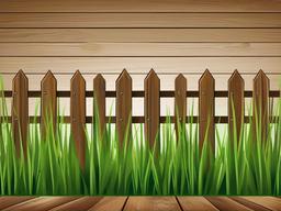 Grass clipart - grass with a wooden fence in the background  color,minimalist,vector clipart