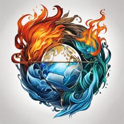 earth fire air water tattoo  simple color tattoo,white background