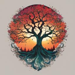 dream tree tattoo  simple vector color tattoo