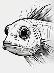 drawing of goby fish  minimal rough sketch scribbles,doodles,black and white