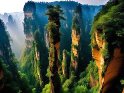 zhangjiajie national forest park, china - wanders among towering sandstone pillars like in the movie 'avatar.' 