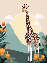 Giraffe clipart - Tallest land animal with a long neck and spotted coat, ,color clipart vector style